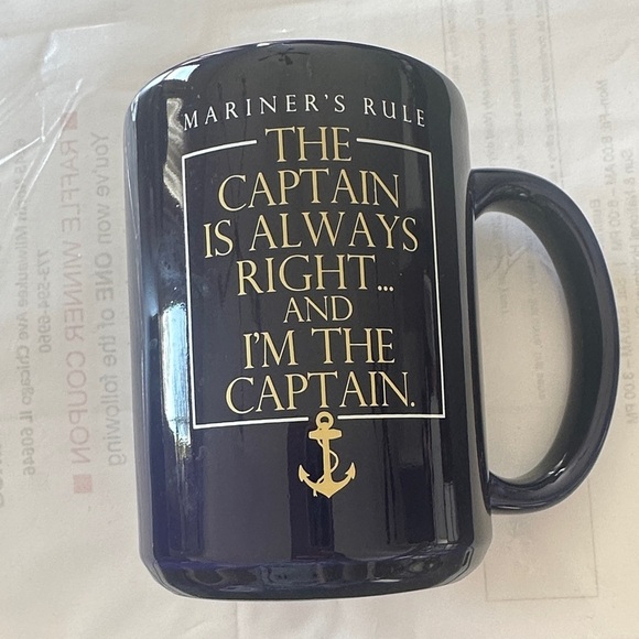 Other - Nautical Navy Mug with Gold Anchor Design